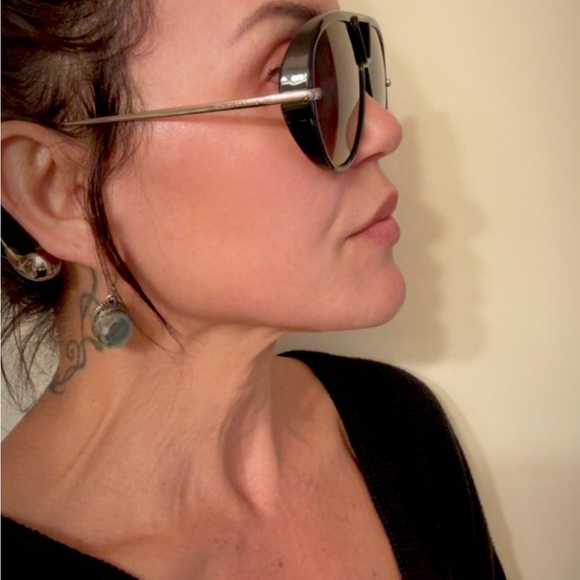 Bottega Veneta Black and Silver Sunglasses main image 9